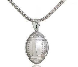 3D American Football Ball Pendant Necklace Men Sports Charm Football Games Necklace Hip Hop Jewellery Stainless Steel Chain17358848