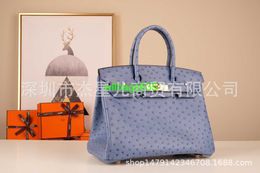 Bk 2530 Handbags Ostich Leather Totes Trusted Luxury Bags Formerly Sewn Home Platinum Bag South Africa Kk Ostrich Skin R2 Agate Blue Bk25bk30 H have logo HBH1FJ