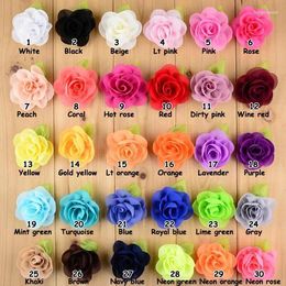 Decorative Flowers 30PCS 6CM Chiffon Flower For Kid Headband DIY Craft Can Choose Colors(HMF-109)