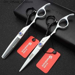 Hair Scissors Hair Scissors Professional Set Left Handed 6.0 Inch Barber Cutting Thinning 440C Hairdressing Shears High Quality Q240425