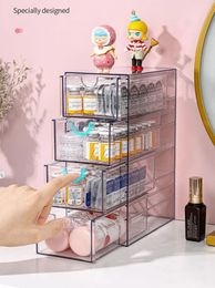 4 Layers Glasses Storage Box Acrylic Organizer Cosmetics Drawers Pen Makeup Holder Case Stackable Display 240415