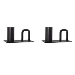 Candle Holders 2Pcs Wrought Iron Holder Base Black Stand Suitable For Wedding And Dining Table