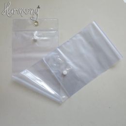 Bags 50pcs plastic pvc bags for packing hair extension transparent packaging bags with top hanger and bottom button