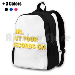 Backpack Girl Put Your Records On Outdoor Hiking Riding Climbing Sports Bag Music Vinyl 80S Bold Text