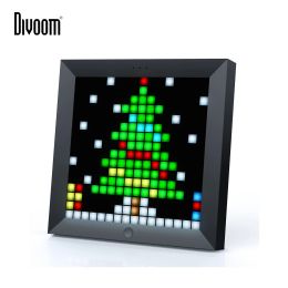 Frames Divoom Pixoo Digital Photo Frame Alarm Clock with Pixel Art Programmable LED Display Board Picture Frame Neon Light Screen