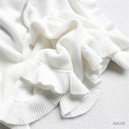 Blankets Swaddling Knitted Baby Blankets Newborn Ruffle Swaddle Wrap Blankets Toddler Infant Bedding Quilt Cotton New Born Basket Stroller Swaddle
