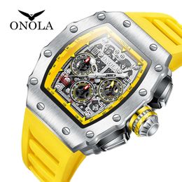 Onola Multi Funcional Pergunta Watch's Watch Silicone Tape Sports Quartz Men's Watch