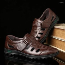 Casual Shoes Summer Men's Leather Fashion Hollow Sandals Hole Breathable Trend Set Foot
