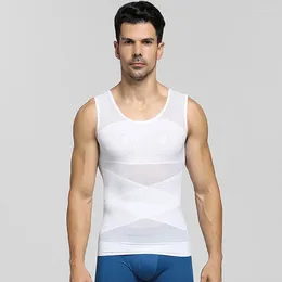 Men's Tank Tops Chest Compression Vest Men Gynecomastia Body Shaper Sleeveless Posture Corrector Slimming Waist Control Tummy Trimmer Mesh