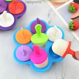 Ice Cream Tools 1Pc 7-hole silicone Mould popsicle Mould household kitchen accessory tool DIY ice cream Pops baby fruit milkshake ice cream ball manufacturer Q240425