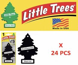Black Ice Freshener Little Trees 10155 Air Little Tree MADE IN USA Pack of 24 e6ax9976692