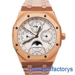 AP Athleisure Wristwatch Mens Royal Oak Series 26574OR 18K Rose Gold White Plate Business Leisure Automatic Mechanical Watch Eternal Calendar Watch