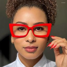 Sunglasses Fashion Brand Design Retro Large Square Red Femal Frame Pochromic Anti Blue Light Computer Women Reading Glasses Degrees 0- 6