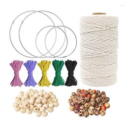Decorative Figurines Macrame Cord Kit For Beginners Colourful Cotton And Metal Rings Wall Hanging Dream Catcher DIY Craft