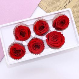 Decorative Flowers 6PCS/BOX 5-6cm Preserved Rose Flower Immortal Mothers Day DIY Valentine's Gift Eternal Life