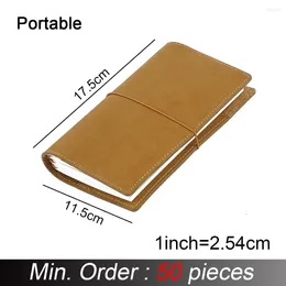 Pieces / Lot Portable 175x110mm Genuine Leather Notebook Handmade Travel Journal With Card Holder Diary Sketchbook Planner