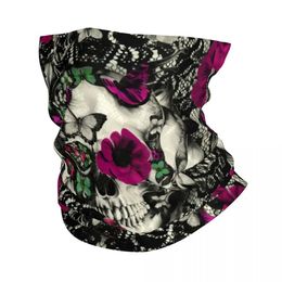 Fashion Face Masks Neck Gaiter Victorian Gothic Lace Skull Floral Bandana Neck Cover Printed Balaclavas Face Mask Scarf Warm Headband Fishing Men A Y240425X889