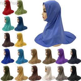 Hijabs Muslim Girls Hijab Islamic Hijab One Piece Amira Easy to Wear Solid Colour Islam Arab Scarf Shawls Pull On Headwrap for ages 5-10 d240425