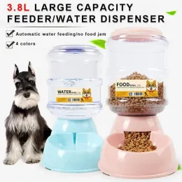 Feeding 3.8L Automatic Pet Feeder Plastic Water Bottle Cat Bowl Feeding and Drinking Dog Water Dispenser Pet Feeding Bowl Pet Supplies