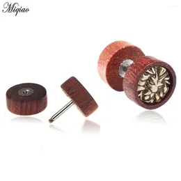 Stud Earrings Miqiao 2pc Log Mahogany Black Wood Rock Round Trendy Men Girls Dumbbell Fashion Jewellery Gift