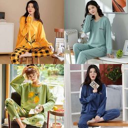 Winter Autumn Cotton Cartoon Pamas Set Women Pyjamas Homewear Long Sleeve Sleepwear Casual Home Clothes Night Suit Female 220329