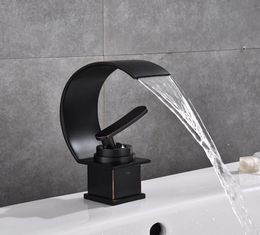 Basin Faucets Modern Black Bronze Bathroom Faucet Waterfall faucets Single Hole Cold and Water Tap Basin Faucet Mixer Taps4941108