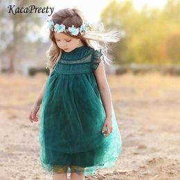 Girl's Dresses New Wedding Flower Girl Dresses for Kids Princess Dress Sleeveless Summer Birthday Party Pageant Toddler Lace Tulle Dress 1-7T H240425