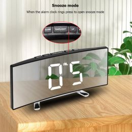 Clocks Creative Mirror LED Digital Clock 6inch Large Display Desk Alarm Clock Snooze Night Mode Electronic Alarm Clock Mute for Bedroom