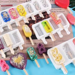 Ice Cream Tools New silicone ice cream mold DIY love oval cartoon popsicle pastry chocolate guest appearance mold summer ice cube making kit kitchen tools Q240425