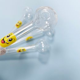 SmokPro 4inch Smiley Thick Oil Burner With 25mm Big Head Bowl - 4 Inch Smile Face Pyrex Glass Smoking Hand Pipe