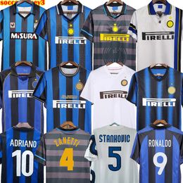 Inter retro soccer jersey MILAN vintage football shirt 88 89 90 91 92 93 95 96 97 98 99 00 01 02 03 04 05 07 08 09 10 Ronaldo Figo ADRIANO Stankovic ZANETTI long uniforms 33