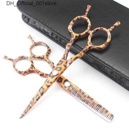 Hair Scissors Japanese 5.5 inch hairdresser scissors hair Leopard scissors barber shears hair cut hairdressing scissor set salon tools hot Q240425