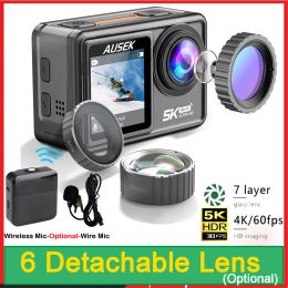 Camera Action Camera 5K30FPS 4K60FPS EIS 48MP Touch 2" IPS Dual Screen 170D With Optional Philtre Lens 1080P Webcam Vlog WiFi Sports Cam