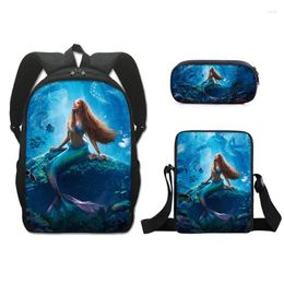 Backpack The Little Merman Schoolbag Shoulder Bag Pencil Case Gift For Kids Students