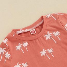 Clothing Sets Toddler Baby Boys Summer Shorts Tropical Tree Print Short Sleeve Crewneck Tops