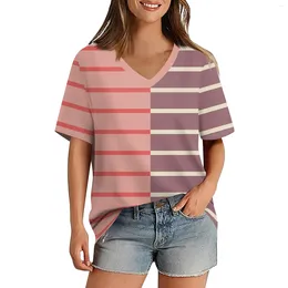 Women's T Shirts Women'S-Shirt V Neck Short Sleeve Solid Colour Casual Loose-Shirtop Female Clothing Woman Blouse Fashion