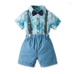 Clothing Sets A Gentleman Toddler Boy Romper Suit Cotton Jumpsuit Belt Bow Hat Set Baby Boys Birthday Wedding Outfit