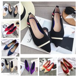 2024 New Dress shoes ballet black white red soft soled knitted women designer Formal leather letter platform fashion Flat boat shoe Lady Lazy Loafers