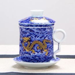 Mugs China Dragon Tea Cup Ceramic Cups And With Filter Chinese Drinkware Office Home Blue White Drinking