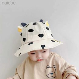 Caps Hats Kids Bucket Hats Korean Cow Shape Baby Cap Thin Trendy Boy Fashion Girl Cute Caps Fisherman Hat For Children 1-5 Years d240425