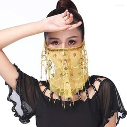 Stage Wear Women Belly Dance Face Veil Tribal Dancing Veils With Shining Sequin Masquerade Accessories 7Colors Available