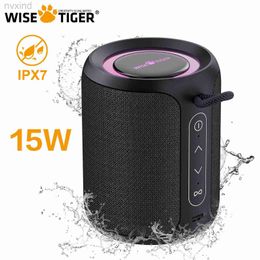 Portable Speakers WISETIGER P1S IPX7 Waterproof Speaker Mini Portable Sound Box Bass Boost TWS Dual Pairing BT5.3 15W Wireless Speaker for Outdoor d240425