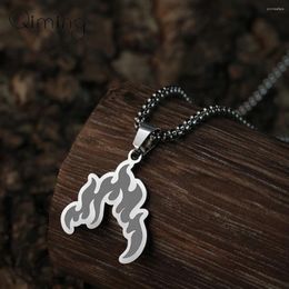 Pendant Necklaces Stainless Steel Handmade Fire Flame Burning Men Necklace For Women Jewellery Gothic