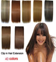 24 inches Straight Clip in Synthetic Hair Extensions Weft 40 Colors Simulation Human Hairs Bundles MR5S9722569