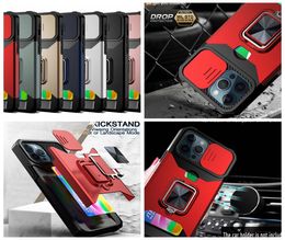 Card Slot Pocket Slide CamShield Lens Cases For Iphone 14 MAX Plus 13 12 11 Pro XS XR X Car Holder Magnet Suction Hard PC TPU Hybr2958326