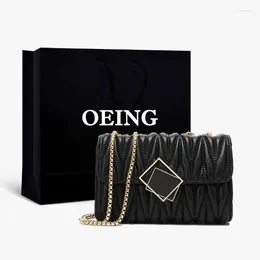 Shoulder Bags Geometric Women Handbags Leather Top Quality Luxury Designer Ladies Evening Purses Black Crossbody 2024