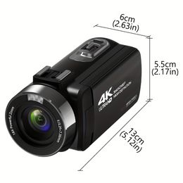 4K Camcorder Video Camera with 42MP, 30FPS UHD Vlogging, 18X Digital Zoom, Flip Screen, Microphone, 32GB SD Card, Remote Control, and 2 Batteries