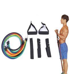 11 Pieces/Set Resistance Bands Expander Pu Rope Fitness Gym Rubber Crossfit Latex Tubes Pedal Excerciser Body Training Workout 2011095469089