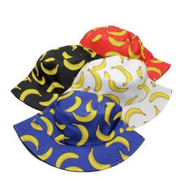 Wide Brim Hats Bucket Hats Outdoor Summer Autumn Banana Printed Cotton Polyester Lightweight Bucket Hat Unisex Sunshade Decoration Panama Fisherman C 110 J240425