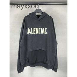 Casual b Ok6w Printing Long Sweater Unisex High Version Hooded Paris Hoodies Balenciigss Loose Family Adhesive Sleeved Tape Hoodie Paper Letter WGW7